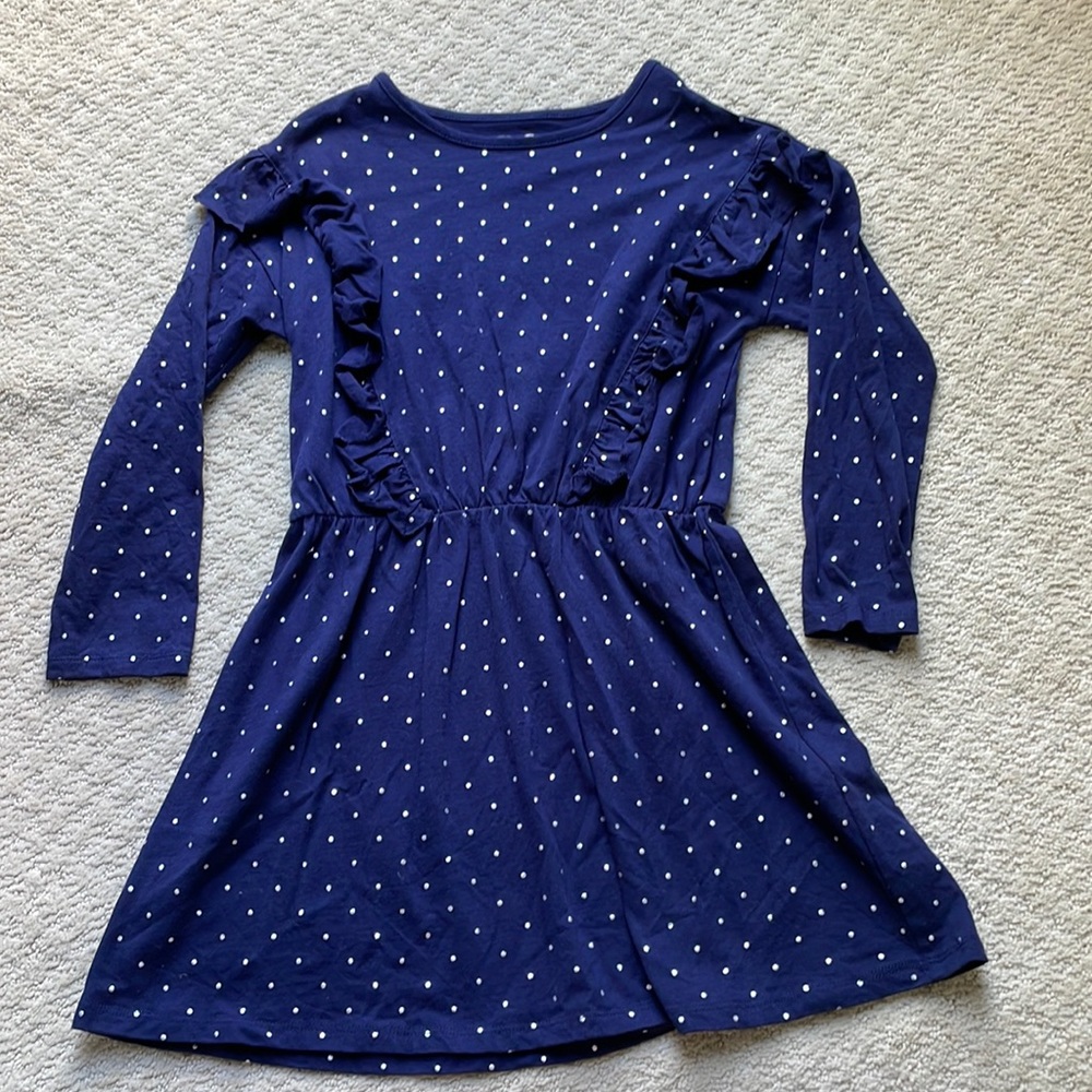 Worn Once Cotton On Girl Sz 8 Printer Silver Metallic Dot Long Sleeve Dress